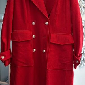 New York & Company Vibrant Red Pea Coat